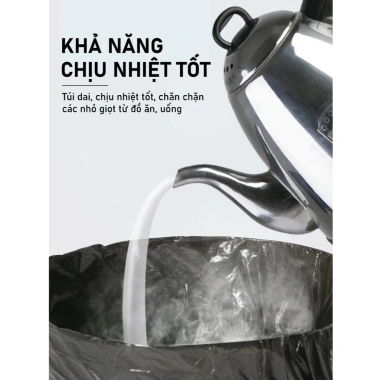 Túi đựng rác quai rút 45x50 cm siêu dai tự phân hủy 75 túi/cuộn Đen giảm giá 38.000₫