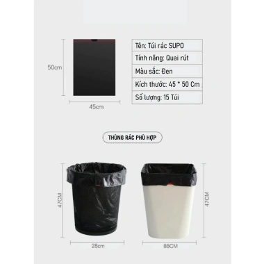 Túi đựng rác quai rút tiện lợi 45x50 cm - Siêu dai tự phân hủy, giá 38.000 VND