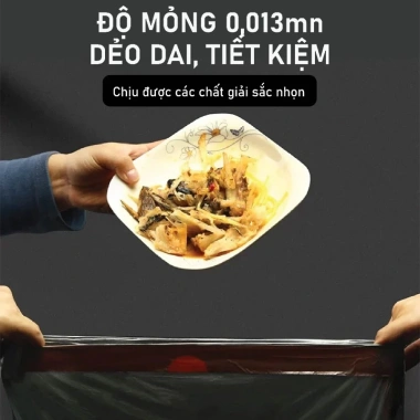 Túi đựng rác quai rút tiện lợi 45x50cm siêu dai tự phân hủy 15 túi/cuộn - Đen