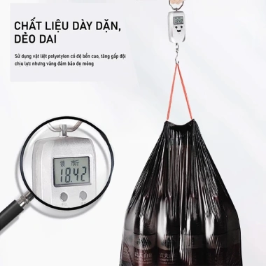 Túi đựng rác quai rút tiện lợi 45x50cm siêu dai tự phân hủy 15 túi/cuộn - Đen 9 Túi đựng rác quai rút tiện lợi 45x50cm siêu dai tự phân hủy 15 túi/cuộn - Đen 9