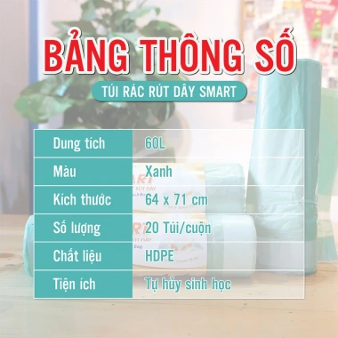 Túi đựng rác Smart 60L Vipaco - Siêu bền, kích thước 64x71cm, chỉ 56.000₫ 8