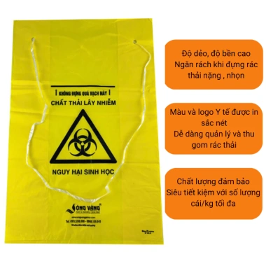 Túi đựng rác thải y tế cao cấp 1kg dây rút tiện lợi, chịu lực mạnh, an toàn 5