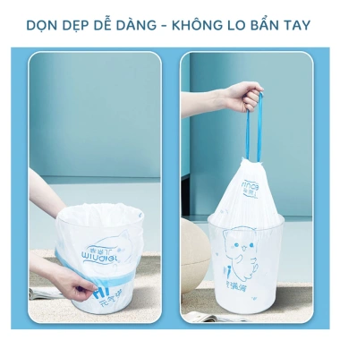 Túi đựng rác tự phân hủy Minaier có quai siêu dai 45x50cm, chống rỉ, cuộn 100 túi