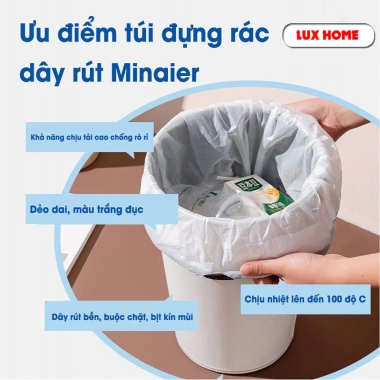 Túi đựng rác tự phân hủy Minaier có quai siêu dai 45x50cm, chống rỉ, cuộn 100 túi