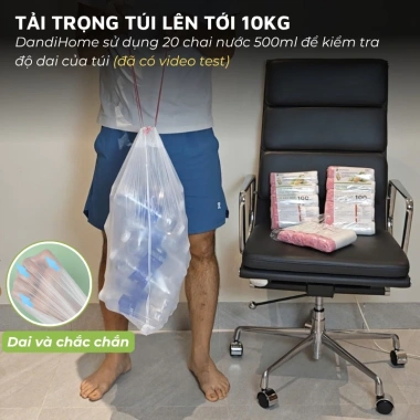 Túi đựng rác tự phân hủy sinh học DandiHome không gây hại môi trường, có dây rút 20 túi/cuộn – 20.000₫