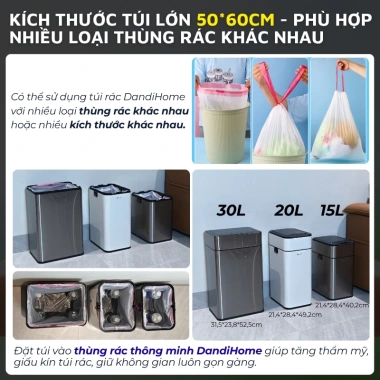 Túi đựng rác tự phân hủy sinh học DandiHome không gây hại môi trường, có dây rút 20 túi/cuộn – 20.000₫ 7 Túi đựng rác tự phân hủy sinh học DandiHome không gây hại môi trường, có dây rút 20 túi/cuộn – 20.000₫ 7