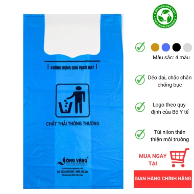 Túi đựng rác y tế tự phân hủy SÓNG VÀNG 1kg - Quai đa size, đa màu, chỉ 61.500₫