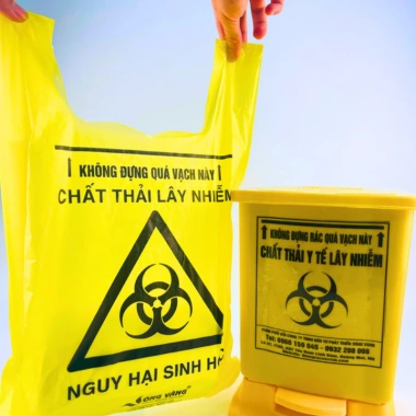 Túi đựng rác y tế tự phân hủy SÓNG VÀNG 1kg - Quai đa size, đa màu, chỉ 61.500₫