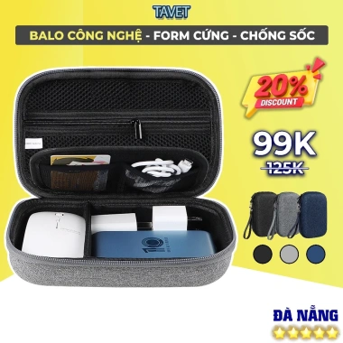 Túi Đựng Sạc Cáp Tavet Form Cứng Đa Năng - Đựng Sạc Dự Phòng, Chuột, USB, Laptop