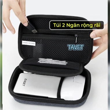 Túi Đựng Sạc Cáp Tavet Form Cứng Đa Năng - Đựng Sạc Dự Phòng, Chuột, USB, Laptop