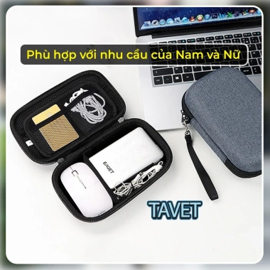 Túi Đựng Sạc Cáp Tavet Form Cứng Đa Năng - Đựng Sạc Dự Phòng, Chuột, USB, Laptop