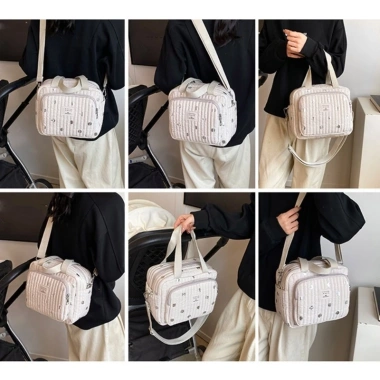 Túi Đựng Tã Nylon Thanh Lịch Kín Nước, Rộng Rãi Dây Đeo, Phù Hợp Xe Đẩy 4
