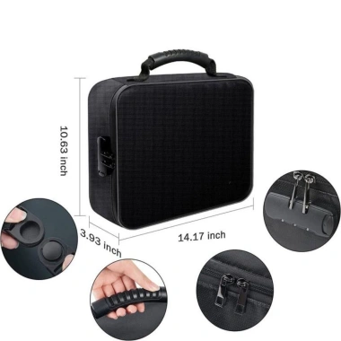 Túi đựng tài liệu LONGPEAN chống cháy, khóa, chống nước, hộp sắp xếp tệp, dây kéo di động màu đen - 485.892₫ 2