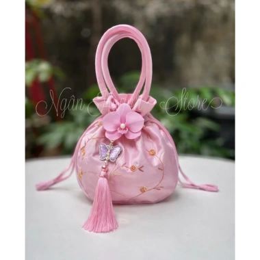 Túi Gấm Hoa Lan Tua Rua Túi Rút Cổ Phong Quai Xách Sang Trọng Giá 71.250₫ 4
