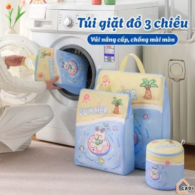 Túi giặt 3 chiều – Set hoạ tiết dễ thương, đa năng giặt quần áo, lót – 35k