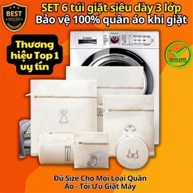 Túi giặt cao cấp siêu dày lưới đa lớp bảo vệ quần áo cho máy giặt D Danido 6C