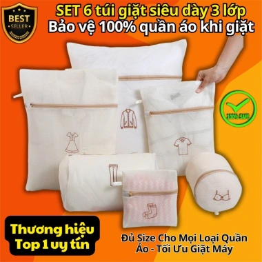 Túi giặt cao cấp siêu dày lưới đa lớp bảo vệ quần áo cho máy giặt D Danido 6C 8 Túi giặt cao cấp siêu dày lưới đa lớp bảo vệ quần áo cho máy giặt D Danido 6C 8