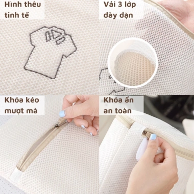 Túi giặt đồ 3 lớp cao cấp, lưới thêu phân loại, tiện lợi gia đình - 22.000₫ 6