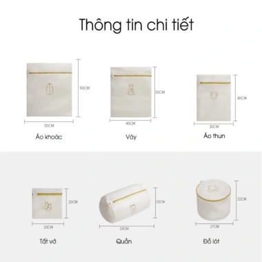Túi giặt đồ máy giặt 3 lớp HappyHome - Lưới lót khóa kéo không co giãn, giá 28,420₫ 7