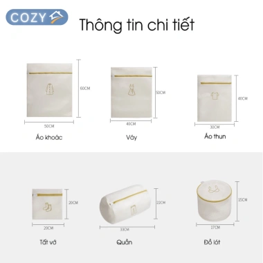 Túi giặt đồ máy giặt 3 lớp lưới khóa kéo bảo vệ quần áo không rối không co dãn 36.000₫ 4