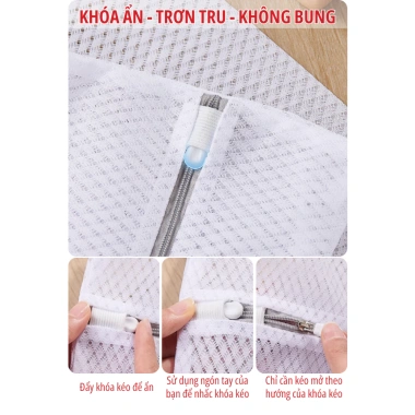 Túi Giặt Quần Áo Ecoco Khóa Kéo, Lưới Kháng Khuẩn, Co Giãn Đa Chiều Bảo Vệ