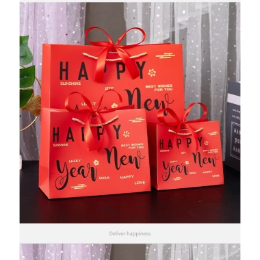 Túi giấy cứng cáp in Happy New Year - Quà tặng năm mới sang trọng, chỉ 19.500₫