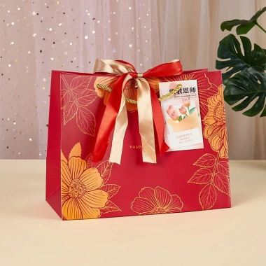 Túi giấy DANY Tết hoa mai có nơ, ruy băng sang trọng, chất liệu dày dặn - chỉ 20.000 VND