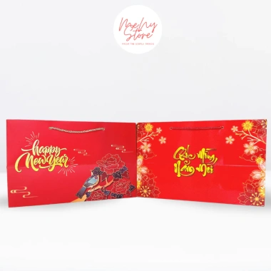 Túi giấy đựng giỏ quà Tết đỏ, lẵng quà 42x27x25cm giấy ivory dày - Menystore 32.000₫ 2