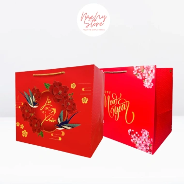 Túi giấy đựng giỏ quà Tết đỏ, lẵng quà 42x27x25cm giấy ivory dày - Menystore 32.000₫ 9