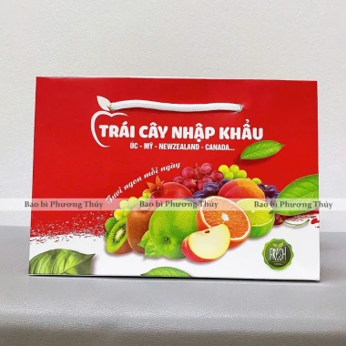 Túi Giấy Đựng Hoa Quả & Trái Cây Nhập Khẩu 1-5kg, 3 Màu Xanh Đỏ Tím, Giá 7.300₫