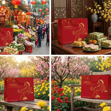 Túi Giấy Đựng Hộp Bánh Quà Tết Blue Food Sang Trọng Năm Mới 2.026 Giá 19.999 VND