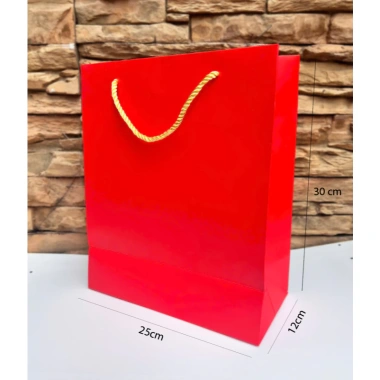 Túi giấy đựng quà tặng màu đỏ trơn – giấy dày cứng cáp, quai xỏ – Túi quà Tết 2