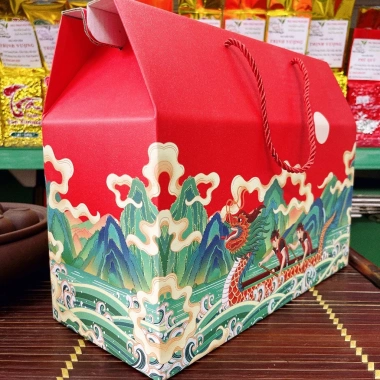Túi giấy hộp quà tặng trà cao cấp màu xanh 2 kích thước - Trà Phạm Nga, giảm còn 59.999₫