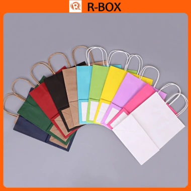 Túi Giấy Kraft Đựng Quà 10 Cái - Nhiều màu, kích thước đa dạng, quai xách chắc, chỉ 20k 5