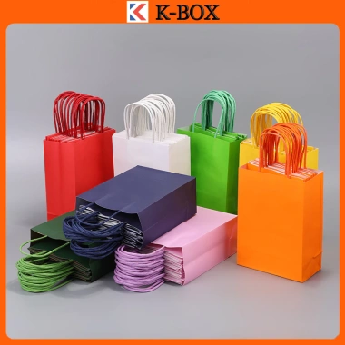 Túi Giấy Kraft Đựng Quà 10 Cái - Nhiều màu, kích thước đa dạng, quai xách chắc, chỉ 20k 6