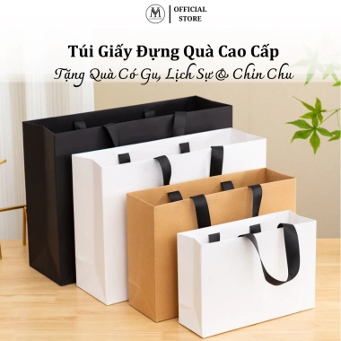 Túi giấy Kraft đựng quà tặng Yuanming - nhiều kích thước, quai vải, giá chỉ 19.000₫
