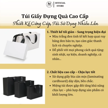 Túi giấy Kraft đựng quà tặng Yuanming - nhiều kích thước, quai vải, giá chỉ 19.000₫