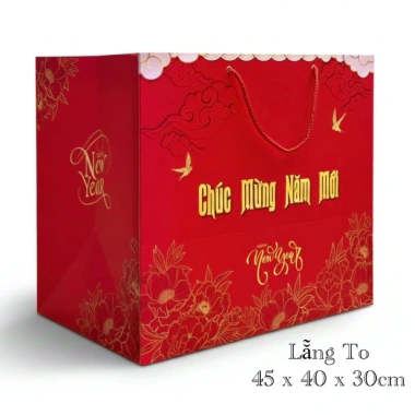 Túi giấy lẵng quà Tết 10c cao cấp HPNY và Thank you - Giá ưu đãi 210.000đ