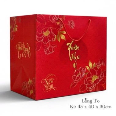 Túi giấy lẵng quà Tết 10c cao cấp HPNY và Thank you - Giá ưu đãi 210.000đ