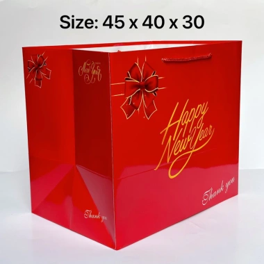 Túi giấy lẵng quà Tết 10c cao cấp HPNY và Thank you - Giá ưu đãi 210.000đ