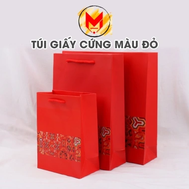 Túi Giấy Thổ Cẩm Đỏ Quà Tết và Trung Thu, Túi Đựng Quà Cứng Hoa Văn MILCA 17,019₫