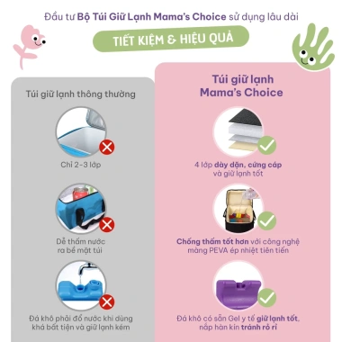 Túi giữ nhiệt Mama Choice 4 lớp dày dặn, bảo quản sữa mẹ lạnh 14h - Giá giảm còn 165.000₫