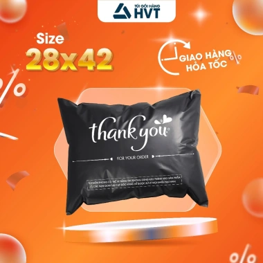 Túi Gói Hàng 28x42 Nhựa HVT In Sẵn THANK YOU - Túi Đóng Hàng Giá Ưu Đãi 69k