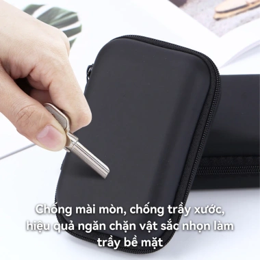 Túi hộp cáp sạc Chrome bảo vệ tai nghe, EVA PU chống nước, khóa kéo - chỉ 25.000₫