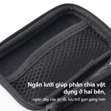 Túi hộp cáp sạc Chrome bảo vệ tai nghe, EVA PU chống nước, khóa kéo - chỉ 25.000₫