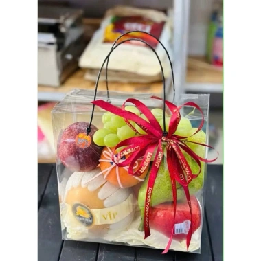 Túi hộp mika trong suốt 20x20x10cm quai đen hoặc trắng - Đựng quà, giỏ hoa quả, quà Tết giá 15.000 VND