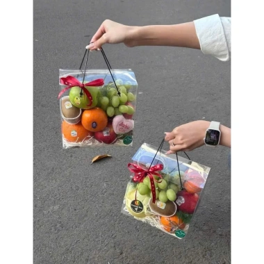 Túi hộp mika trong suốt 20x20x10cm quai đen hoặc trắng - Đựng quà, giỏ hoa quả, quà Tết giá 15.000 VND