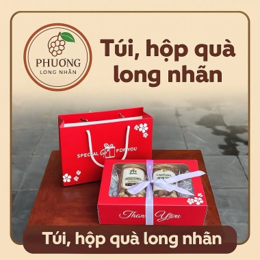Túi hộp quà Biểu Tặng, long nhãn đặc sản Hưng Yên - Giá ưu đãi 374,250đ