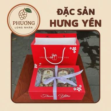 Túi hộp quà Biểu Tặng, long nhãn đặc sản Hưng Yên - Giá ưu đãi 374,250đ