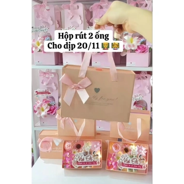 Túi + Hộp Sẵn Hoa + 2 Ống Tiên Đèn Tặng 20/11 - Giá 150.000 Đ ưu đãi